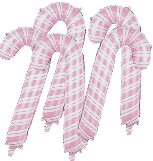 Balloon Foil Christmas Candy Cane Pink